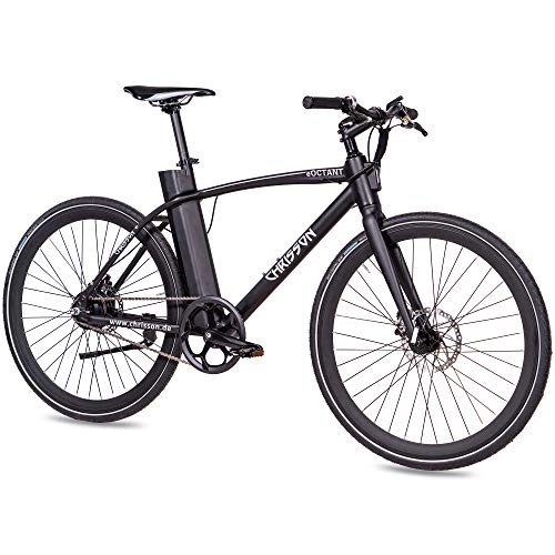 Elektrofahrräder : CHRISSON 28 Zoll E-Bike City Bike eOCTANT schwarz matt - Elektrofahrrad Urban Bike mit Aikema Hinterrad -Nabenmotor 250W, 36V, 40 Nm, Pedelec für Damen und Herren, praktisches E-City Bike