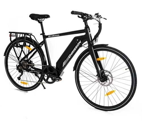 Elektrofahrräder : CHRISSON 28 Zoll E-Bike e Trekking Bike Herrenrad eSARGOS Gent mit 9G Shimano 14Ah 506Wh Samsung Akku 45Nm Motor schwarz matt