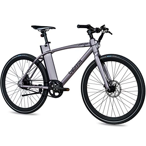 Elektrofahrräder : CHRISSON 28 Zoll E-Bike mit Riemenantrieb eOCTANT grau matt - Elektrofahrrad City Bike mit Aikema Hinterrad -Nabenmotor 250W, 36V, 40 Nm, Pedelec für Damen und Herren, praktisches E-City Bike