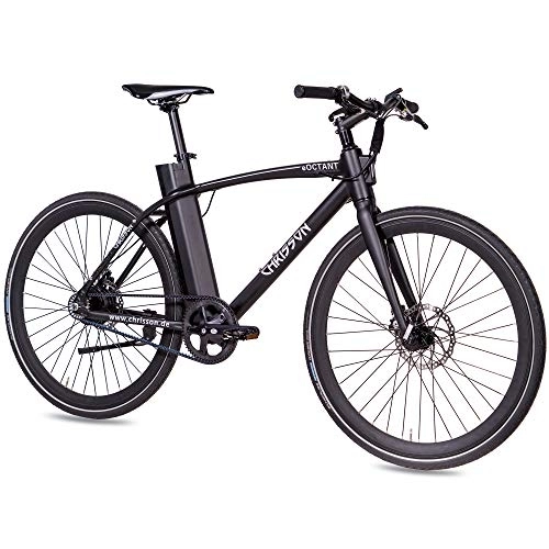 Elektrofahrräder : CHRISSON 28 Zoll E-Bike mit Riemenantrieb eOCTANT schwarz matt - Elektrofahrrad City Bike mit Aikema Hinterrad -Nabenmotor 250W, 36V, 40 Nm, Pedelec für Damen und Herren, praktisches E-City Bike