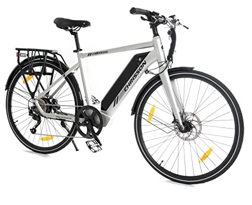 Elektrofahrräder : CHRISSON eBike 28 Zoll E-Bike Herrenfahrrad eTrekking Rad City Bike eSARGOS Gent mit 9G Shimano 14Ah AIKEMA Samsung Light Graut matt