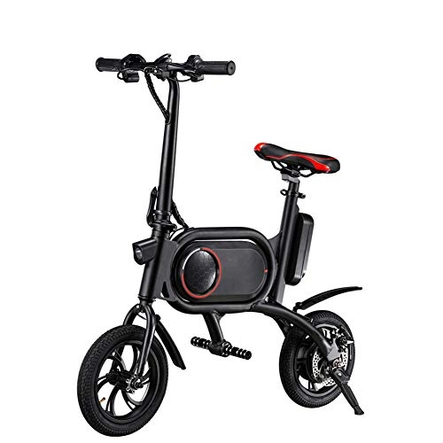 Elektrofahrräder : CHTOYS Erwachsene Elektrofahrräder, Profilklappbares klassisches E-Bike mit 30 km Reichweite, zusammenklappbarer Rahmen, 12-Zoll-Laufrad, Reichweite 25 km / h, Schwarz