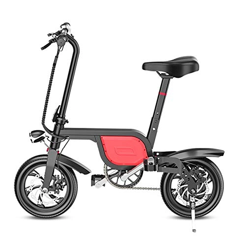 Elektrofahrräder : CHTOYS Zusammenklappbares elektrisches Fahrrad / E-Bike mit 48V 12AH Lithiumbatterie 14 Zoll Rädern und 350W Hub Motor Pro Elektroroller aus kohlenstoffhaltigem Stahl
