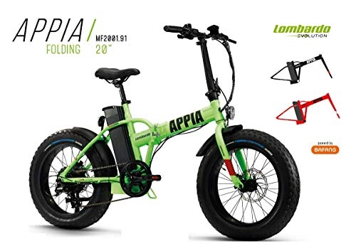 Elektrofahrräder : Cicli Puzone Fahrrad Lombardo APPIA Folding Fat Bike 20 BAFANG Gamma 2019, Green Black MATT, 44 cm