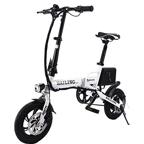 Elektrofahrräder : CJCJ-LOVE Folding Elektro-Bikes, 36V / 250W Removable 8Ah Lithium-Batterie, Faltbare E-Bike Elektro-Fahrrad Aluminium / Carbon Steel, Weiß, 20km+6A