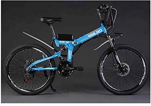 Elektrofahrräder : CLOTHES Elektrisches Mountainbike, Elektro-Fahrrad Folding Lithium-Batterie Berg elektrisches Fahrrad Erwachsener Transport Auxiliary 48V Batterie-Auto, Fahrrad (Color : Blue, Size : 48V20AH)