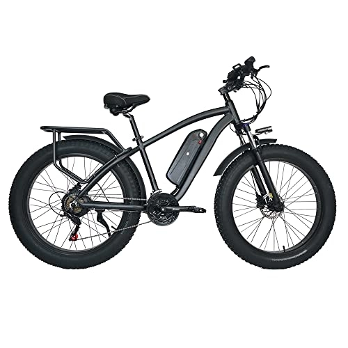 Elektrofahrräder : CMACEWHEEL M26 Leistungsstarkes Elektro-Mountainbike 26 Zoll Fat Tire Snowbike-Strandfahrrad 48V Wechselakku Lange Ausdauer (Black 15Ah)