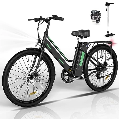 Elektrofahrräder : COLORWAY E-Bike 26 Zoll City Elektrofahrrad mit 36V 8, 4Ah Herausnehmbarer Lithium-Akku, Pedelec, 3 Gänge, max. 25 km / h, Reichweite 35-70 km, mit / ohne Korb