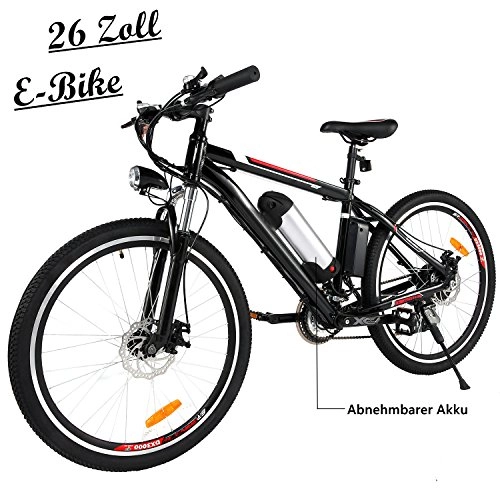 Elektrofahrräder : Coorun MT 26 Zoll Elektrofahrrad Mountainbike E-Bike Pedelec, 36V Lithium-Ionen USB, 36V 250W Heckmotor, 21 Gang Shimano Schaltung (26 Zoll (mit abziehbarer Akku 2))