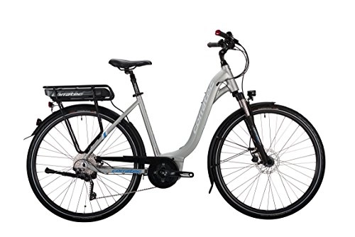 Elektrofahrräder : Corratec Damen E-Power 28 Urban Active 10s Wave Fahrrad, Silber / Matt / Weiß / Process Blau, 45