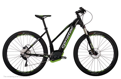Elektrofahrräder : Corratec Damen E-Power X Vert 29er Performance Trapez Fahrrad, Schwarz matt / Weiß / Lime Grün, 44