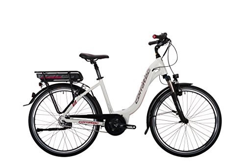 Elektrofahrräder : Corratec E-Power 26 City Active 8s 400 Fahrrad, Weiß matt / Steel Grau / Dunkel Rot, 44