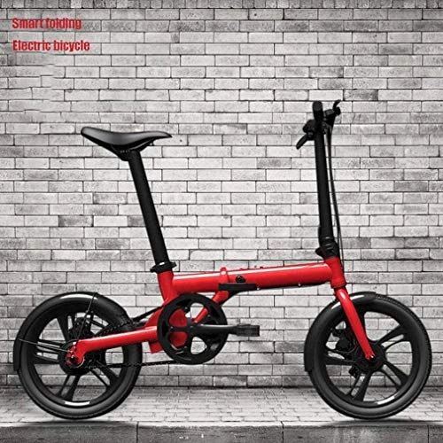 Elektrofahrräder : COUYY 16 Zoll Smart-Folding Electric Bike, leichte Aluminium-Legierung Rahmen elektrisches Fahrrad, austauschbare Lithium-Ionen-Batterie, LCD-Liquid Crystal Instrument, Rot