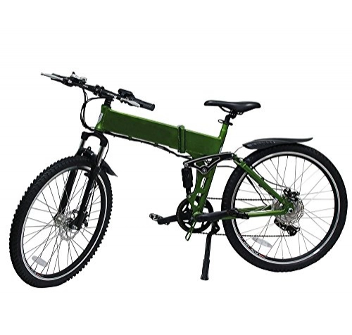 Elektrofahrräder : CRAVOG Elektro Mountainbike, Aluminiumrahmen 6 Gang E-Bike Mittelmotor mit Rücktritt Inkl 10Ah / 36V Akku und Ladegerät, Grün, 26 Zoll 66cm