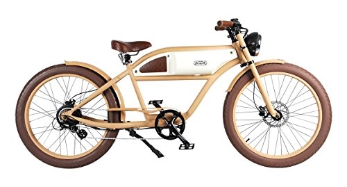 Elektrofahrräder : Cruiser vintage Style E-Bike Fahrrad Greaser sand-white
