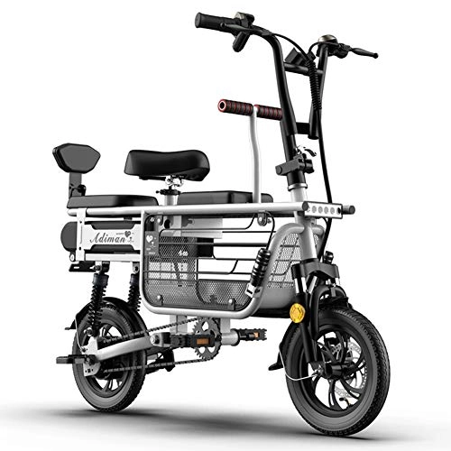 Elektrofahrräder : CYC 12 Zoll Elektro Fahrrad Faltbares Elektrofahrrad Aufbewahrungskorb mit Großer Kapazität Kohlenstoffreicher Stahl 48v 8-25ah Lithium-akku 350w Motor 3 Modi Kann 200 Kg Tragen City-e-Bike, Weiß, 20AH