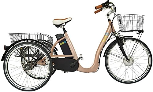 Elektrofahrräder : Cyclo2 26 Zoll Elektro Dreirad Comfort26 3-Gang, Farbe:Bronze, Batteriekapazität:36V Akku mit 10Ah (360 Wh)