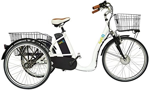 Elektrofahrräder : Cyclo2 26 Zoll Elektro Dreirad Comfort26 3-Gang, Farbe:weiß, Batteriekapazität:36V Akku mit 10Ah (360 Wh)