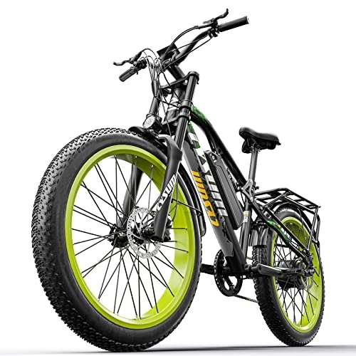 Elektrofahrräder : cysum CM-900 Elektrofahrrad, E-Bike für Herren und Damen, 26''E-Mountainbike, 48V17AH E Fahrrad, Shimano 9-G?nge Elektro Fahrrad (Grün)