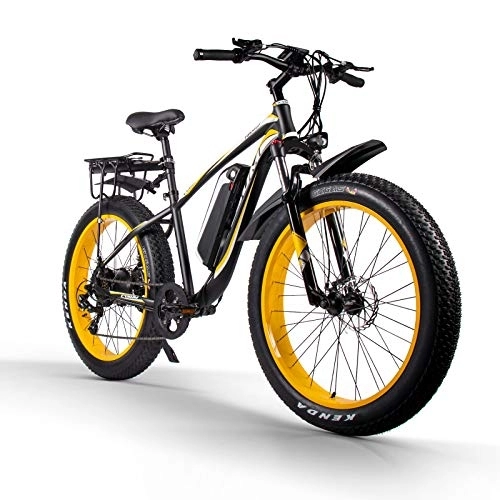Elektrofahrräder : Cysum CM-980 Elektrofahrrad für Erwachsene Männer Frauen Fat E-Bike 26 * 4, 0 Zoll Mountainbike (Gelb)