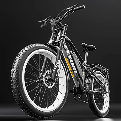 Elektrofahrräder : Cysum CM900 Pro E-Bike 26“ Elektrofahrräder mit fetten Reifen für Erwachsene E-Mountainbike 48v 17ah Lithiumbatterie hydraulische Scheibenbremsen (Weiß)