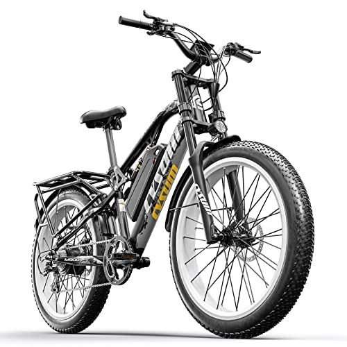 Elektrofahrräder : Cysum Elektrofahrrad für Herren CM-900 26"4.0 Fat Tire Snow E-Bike Mountainbike (Weiß-pro)