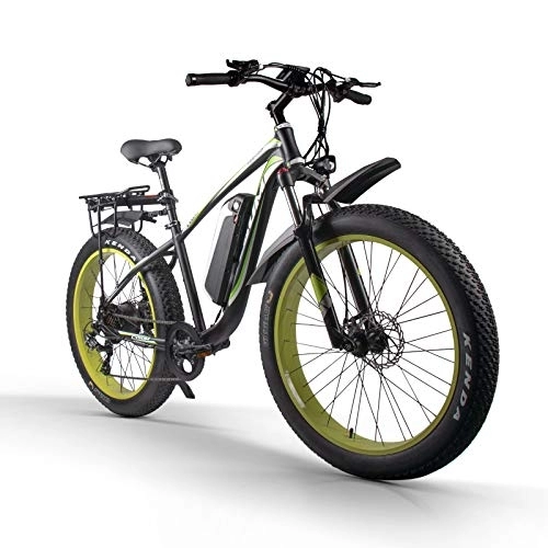 Elektrofahrräder : cysum M980 EBIKE Mountainbike 48V 17AH Batterie mit großer Kapazität 26 Zoll Fat Tire (Grün)