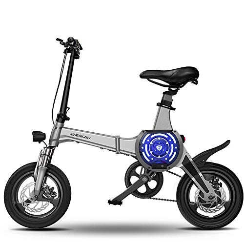 Elektrofahrräder : CYYC 14 Zoll Intelligent Faltbare Aluminiumlegierung Elektrofahrrad Moped Lithiumbatterie 36V 10Ah 400W-Schwarz