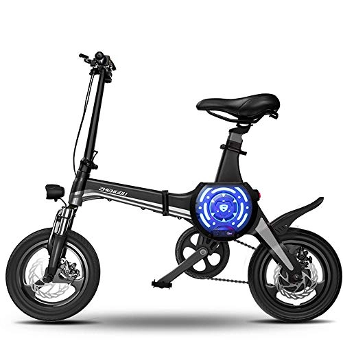 Elektrofahrräder : CYYC 14 Zoll Intelligent Faltbare Aluminiumlegierung Elektrofahrrad Moped Lithiumbatterie 36V 14Ah 400W-Schwarz