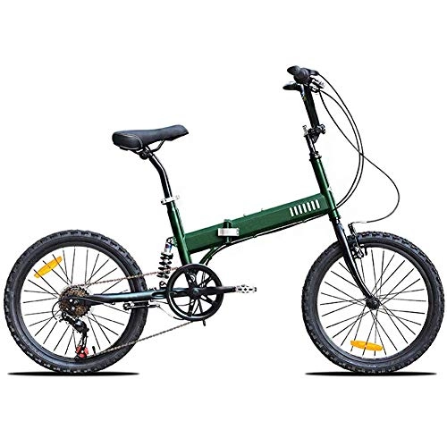 Elektrofahrräder : D&XQX Trekking Bike, 20 Zoll Faltrad High Carbon Stahl Variable Speed ​​stoßabsorbierendes Off-Road Mountain Bike für Männer Frauen 140 cm-180 cm, Grün