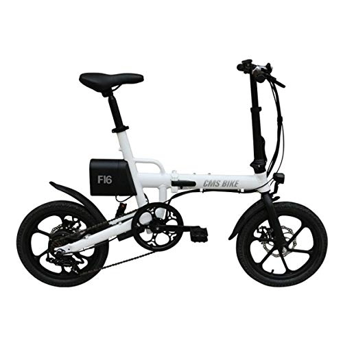 Elektrofahrräder : Daxiong Faltendes elektrisches Fahrrad 16 Zoll-faltendes Lithium-Elektroauto der variablen Geschwindigkeit, einfach zu Arbeiten, einfach zu tragen, White