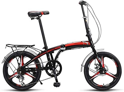 Elektrofahrräder : DDL Fahrrad Erwachsene Falträder, 20" High-Carbon Stahl Folding City Bike Fahrrad, faltbares Fahrrad mit Rück Carry Ständer, Doppelscheibenbremse Fahrrad, Rot elektrische Faltrad (Color : Black)