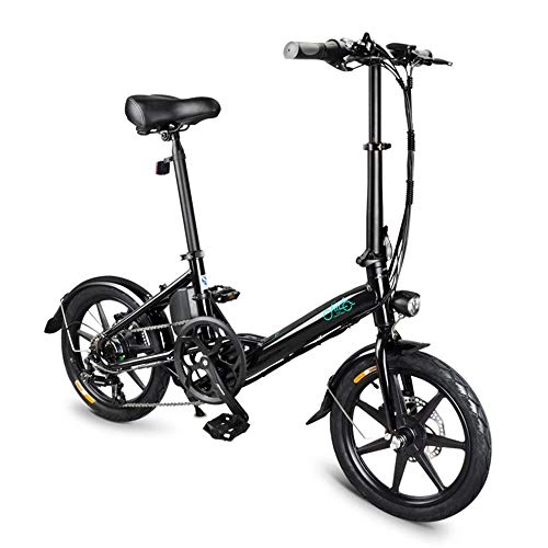 Elektrofahrräder : DDZIX Ebike Folding Electric Bike Für Erwachsene, 16-Zoll-Roller Elektro Mit LED-Scheinwerfer 250W Folding E-Bike Mit Scheibenbremse Bis Zu 25 Km / H, Schwarz