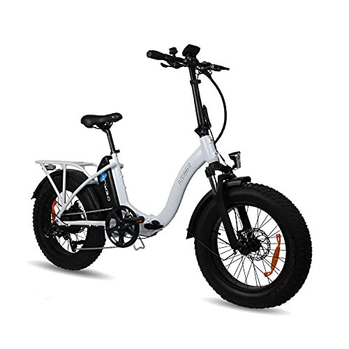 Elektrofahrräder : DERUIZ Amber Ebike Erwachsene 20 Zoll Schneefahrrad Elektrofahrrad Fette Reifen Fahrrad, 7 Gänge & 500W Hinterradmotor, Abnehmbare Lithium-Ionen-Akku 48V 624Wh(Weiß)