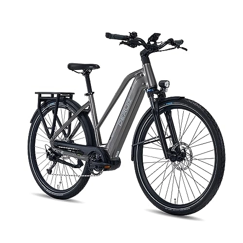 Elektrofahrräder : DERUIZ E Bike 28 Zoll Elektrofahrrad Mittelmotor, 250W 80Nm E-Citybike, 48V 13.4Ah Lithium-Akku, Shimano 9 Gänge ebike, cityräder 25 km / h bis zu 120 km
