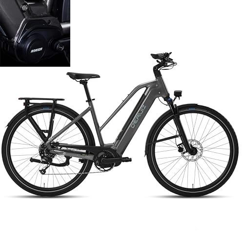 Elektrofahrräder : DERUIZ E Bike 28 Zoll Mittelmotor Elektrofahrrad, 250W 80Nm E-Bike, 48V 13.4Ah Lithium-Akku, Shimano 9 Gänge ebike, cityräder 25 km / h bis zu 150 km