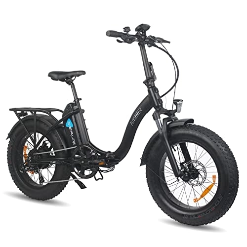 Elektrofahrräder : DERUIZ E-Bike faltfahrrad 20 Zoll x 4.0 Fat Tire, 624Wh Akku, e-Bikes klapprad, Schwarz Elektrofahrrad für Männer
