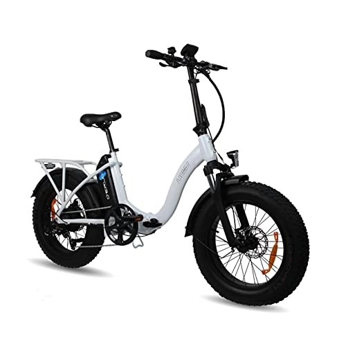 Elektrofahrräder : DERUIZ E-Bike faltfahrrad 20 Zoll x 4.0 Fat Tire, 624Wh Akku, e-Bikes klapprad, weiß Elektrofahrrad für Männer