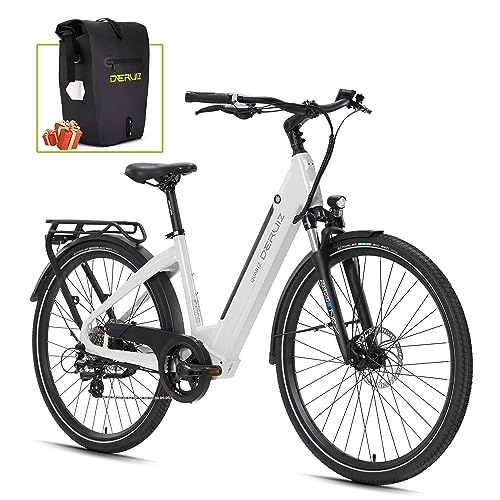 Elektrofahrräder : DERUIZ Quartz E-Bike 28 Zoll Damen & Herren City Pedelec, Trekking Ebike 250W / 48V / 13, 4AH 40N.m BAFANG Motor