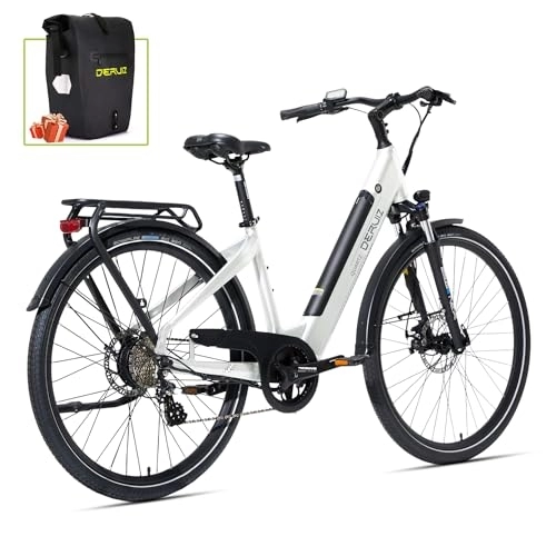 Elektrofahrräder : DERUIZ Quartz E-Bike, 28 Zoll Trekking E-Bike, Rh 45cm Elektrofahrrad für Damen und Herren, Bafang 250W 40N.m Motor, 48V / 13.4Ah / 644Wh Unterrohr-Akku hält bis zu 150km