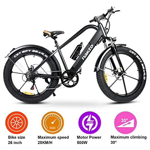 Elektrofahrräder : DuraB - Elektrofahrrder - Adult Electric Bike - Leistung 500 W - 48 V / 10 Ah - Hchstgeschwindigkeit 25 km / h - CE-Zertifiziert (Schwarz)