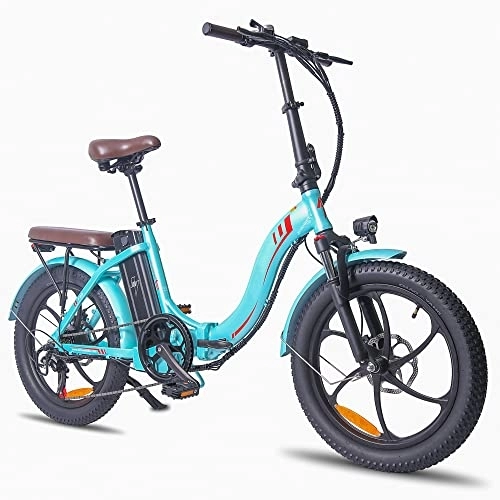 Elektrofahrräder : DuraB Klappbares E-Bike, 20 Zoll Elektrofahrrad 20"*3, 0 großer Reifen, 36 V 18AH Batterie, 250 W, faltbares Elektrofahrrad, 7 Geschwindigkeiten, Electric City Bike für Erwachsene (Blau)