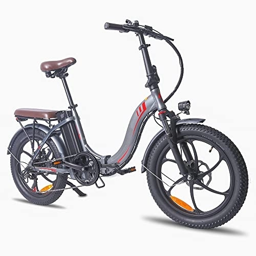 Elektrofahrräder : DuraB Klappbares E-Bike, 20 Zoll Elektrofahrrad 20"*3, 0 großer Reifen, 36 V 18AH Batterie, 250 W, faltbares Elektrofahrrad, 7 Geschwindigkeiten, Electric City Bike für Erwachsene (Grau)