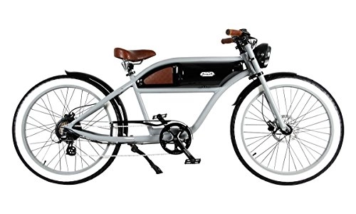 Elektrofahrräder : E-Bike Cruiser Classic Style Fahrrad Greaser grey-black