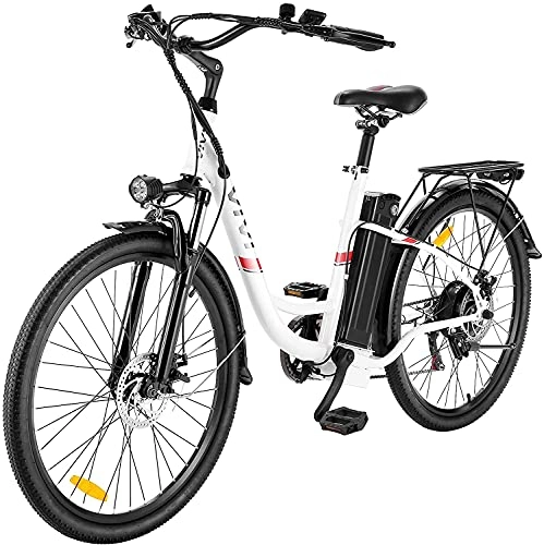Elektrofahrräder : E-Bike Elektrofahrrad, 26 Zoll E Bike Damen Herren, E Fahrrad Elektrofahrräder mit Abnehmbarer 36V 8Ah Batterie, Shimano 7-Gang Citybike (Weiß)