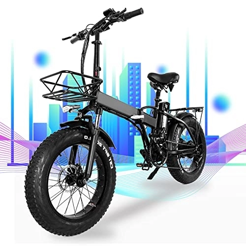 Elektrofahrräder : E Bike Fat Reifen 20"* 4", Long Range 60-80KM Elektrofahrräder, E-Bike für Herren und Damen, Mit 48V 15Ah Batterie,