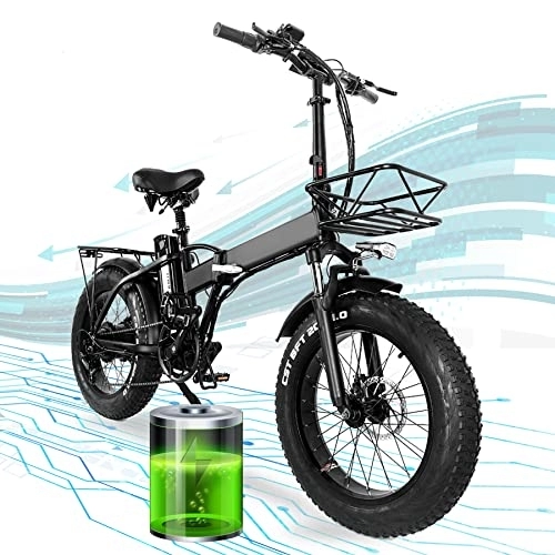 Elektrofahrräder : E Bike Fat Reifen Elektrofahrrad 20"*4" Mit 48V 15Ah Batterie, Mountainbike Klapprad，E-Bike für Herren und Damen