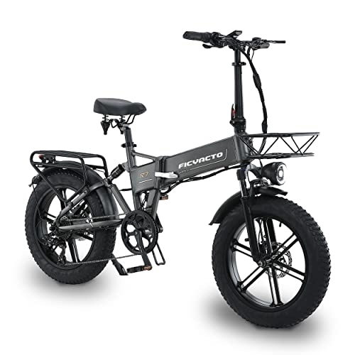 Elektrofahrräder : E Bike Ficyacto E-Bike für Damen Herren Elektrofahrrad 26 Zoll E-Bike mit 7-Gänge Shimano mit MTB Federgabel, 17Ah, 48V Akku & Fette Reifen