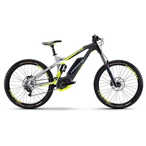 Elektrofahrräder : E-Bike Haibike XDURO Downhill 8.0 27, 5' 10-G Zee Bosch Performance CX, Rahmenhhen:43, Farben:Silber / Anthrazit / Gelb matt