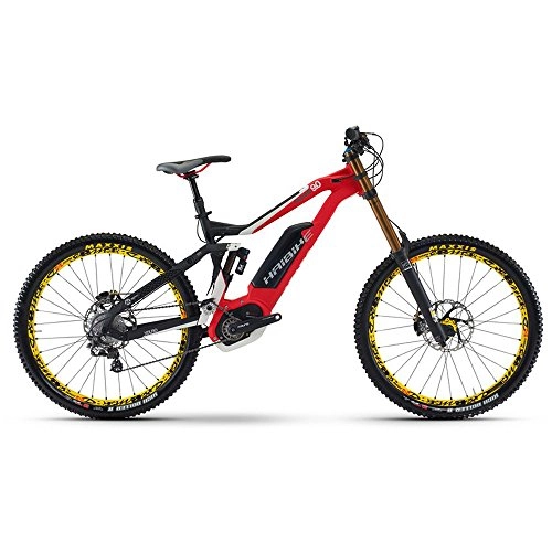 Elektrofahrräder : E-Bike Haibike XDURO Downhill 9.0 27, 5' 500Wh 10-G Saint Bosch Performance CX, Rahmenhhen:42, Farben:Schwarz / Rot / Wei matt